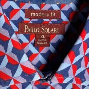 Paulo Solari Mens Size XL Button Up Shirt Modern Fit Long Sleeve Geometric Print